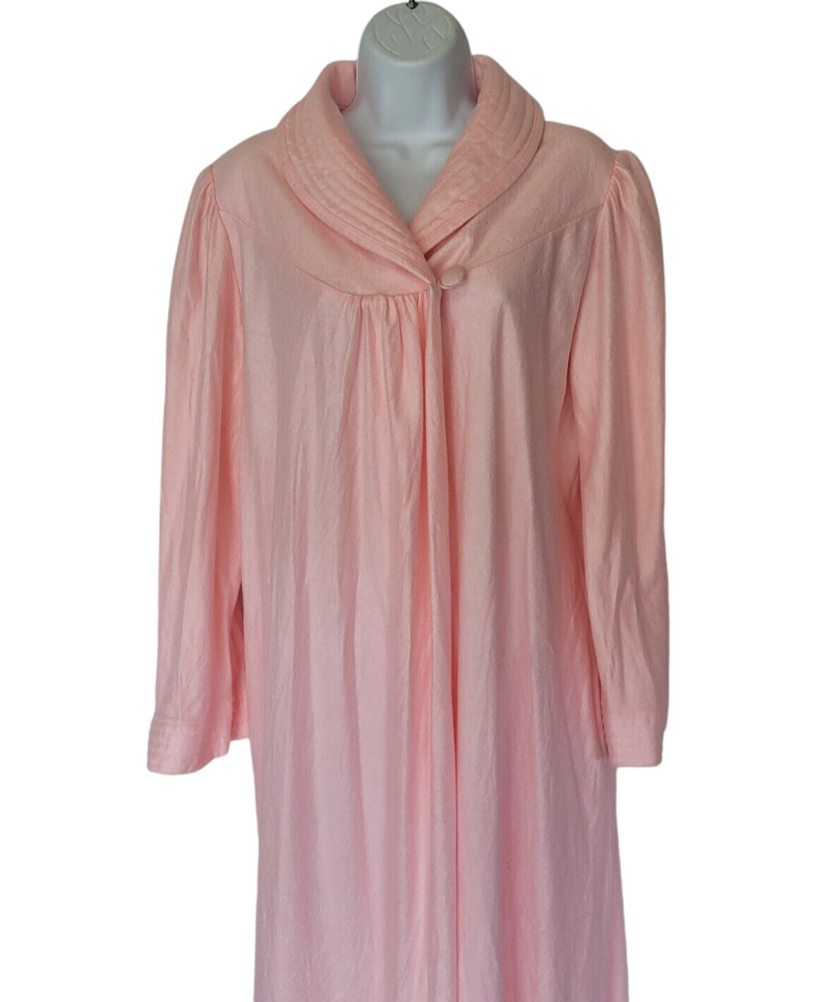 Vandemere House Robe Womens Sz Large Vintage 70s Pink Half Zip Long Sleeve