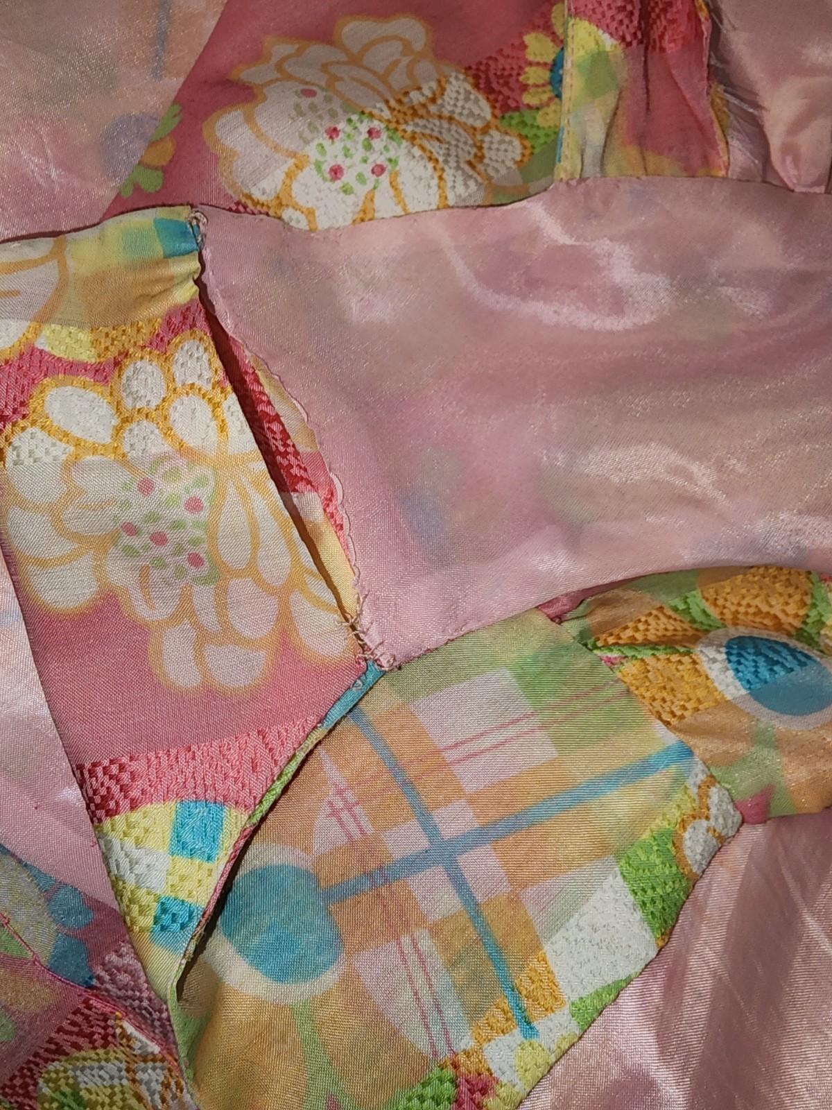 Vtg 1960’s Handmade Bright Groovy Color Floral Dress Pink Floral Flowered Hippie