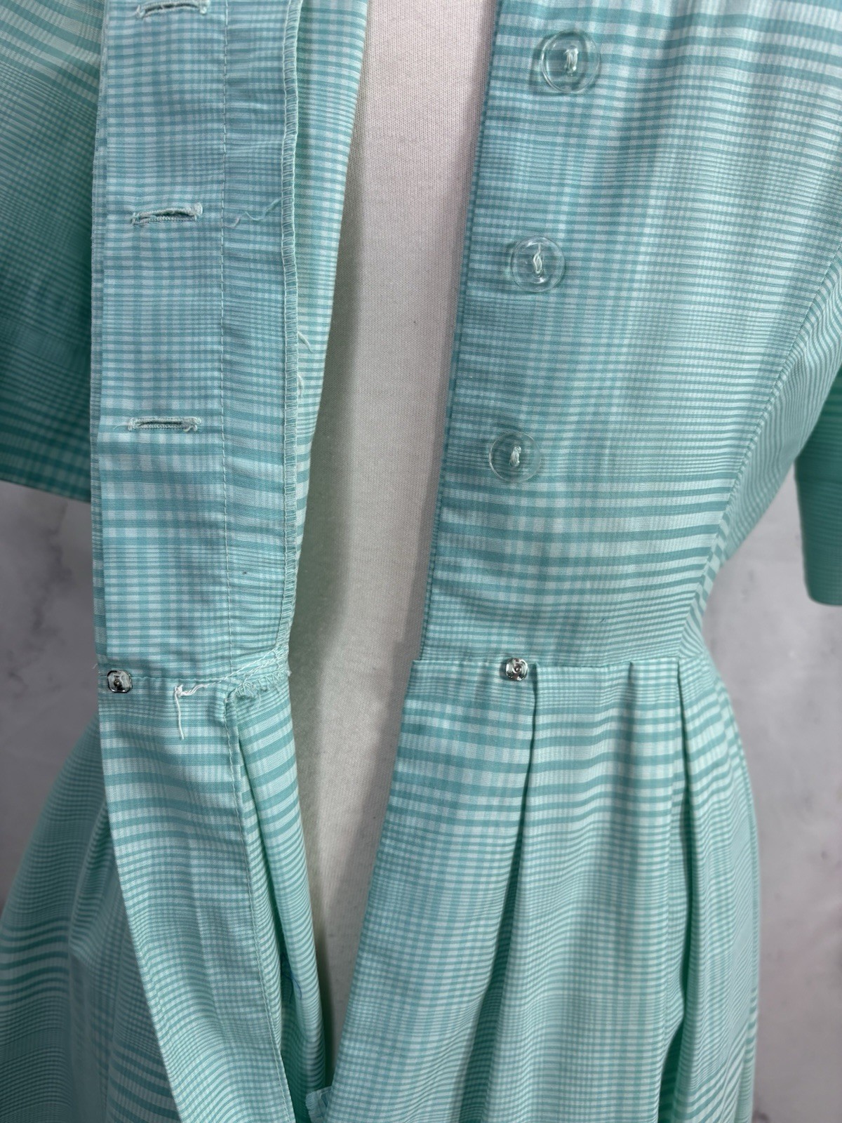 Vintage 1950s Day Dress S Plaid Collar CableGirls Union USA MCM Betty Draper 50s
