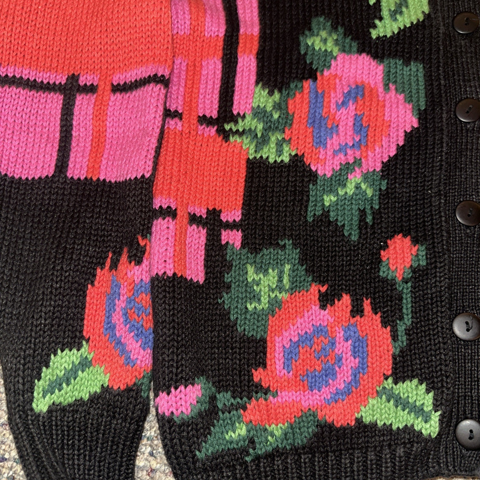 Vintage 1990’s Gallagher Ramie And Cotton Rose And Trellis Cardigan Size L
