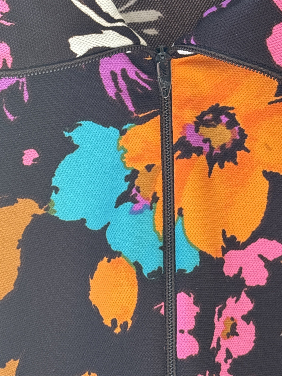 Vintage Terry of Chicago Women’s 1960-70 Mod Floral 1/4 Zip Tunic Top