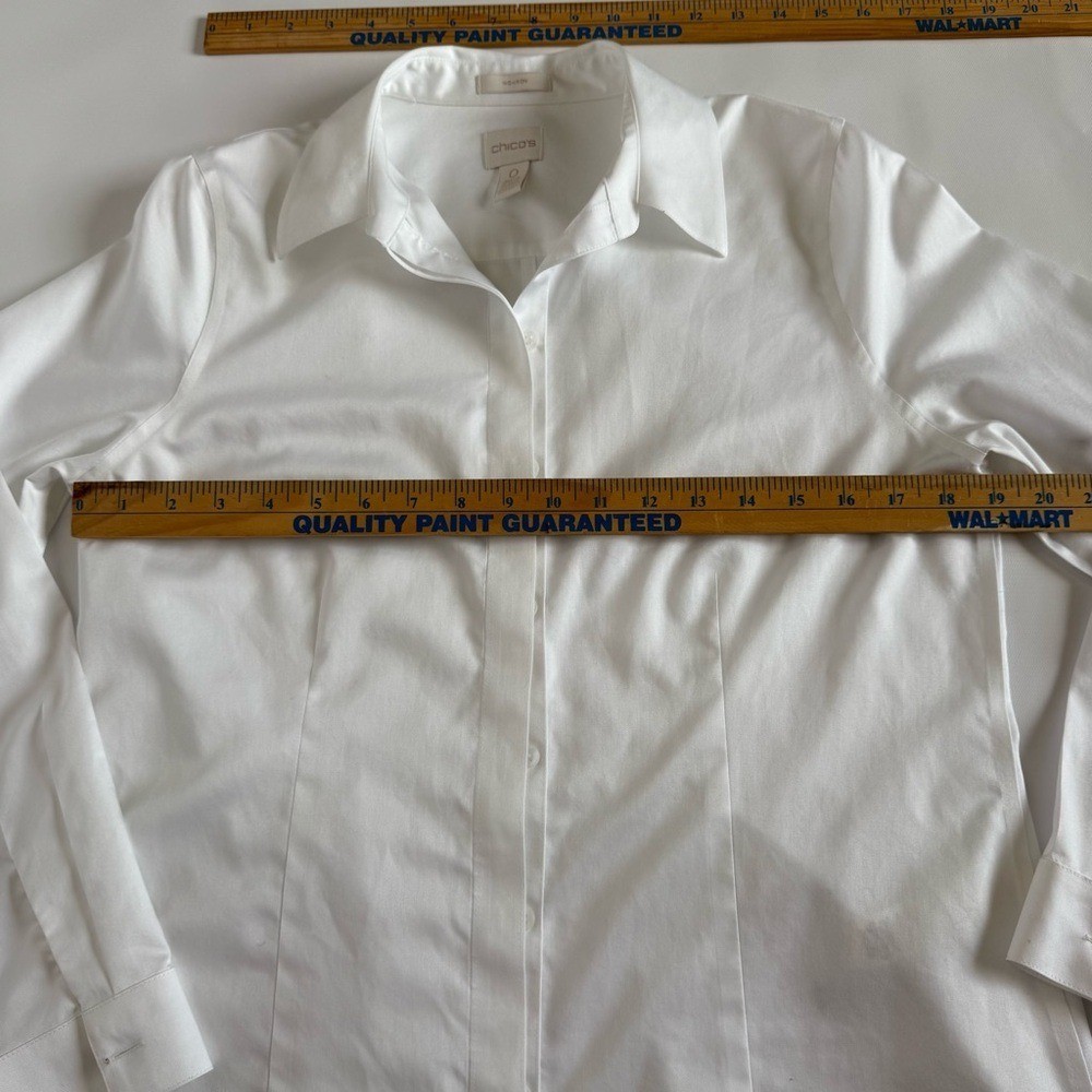 Chico’s White tailored Classic Timeless no iron Button Blouse size small medium