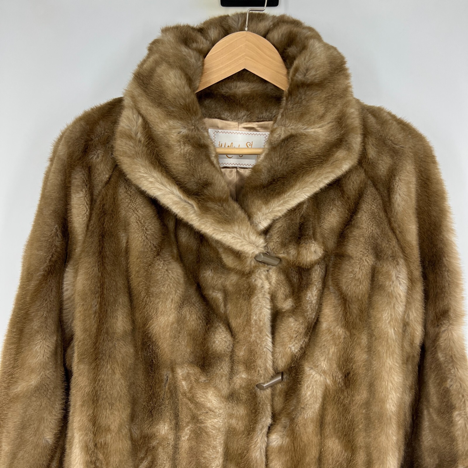MILADY SHOP Vintage Pastel Mink Coat Womens S/M A-Line 1960s Collared Long Lined