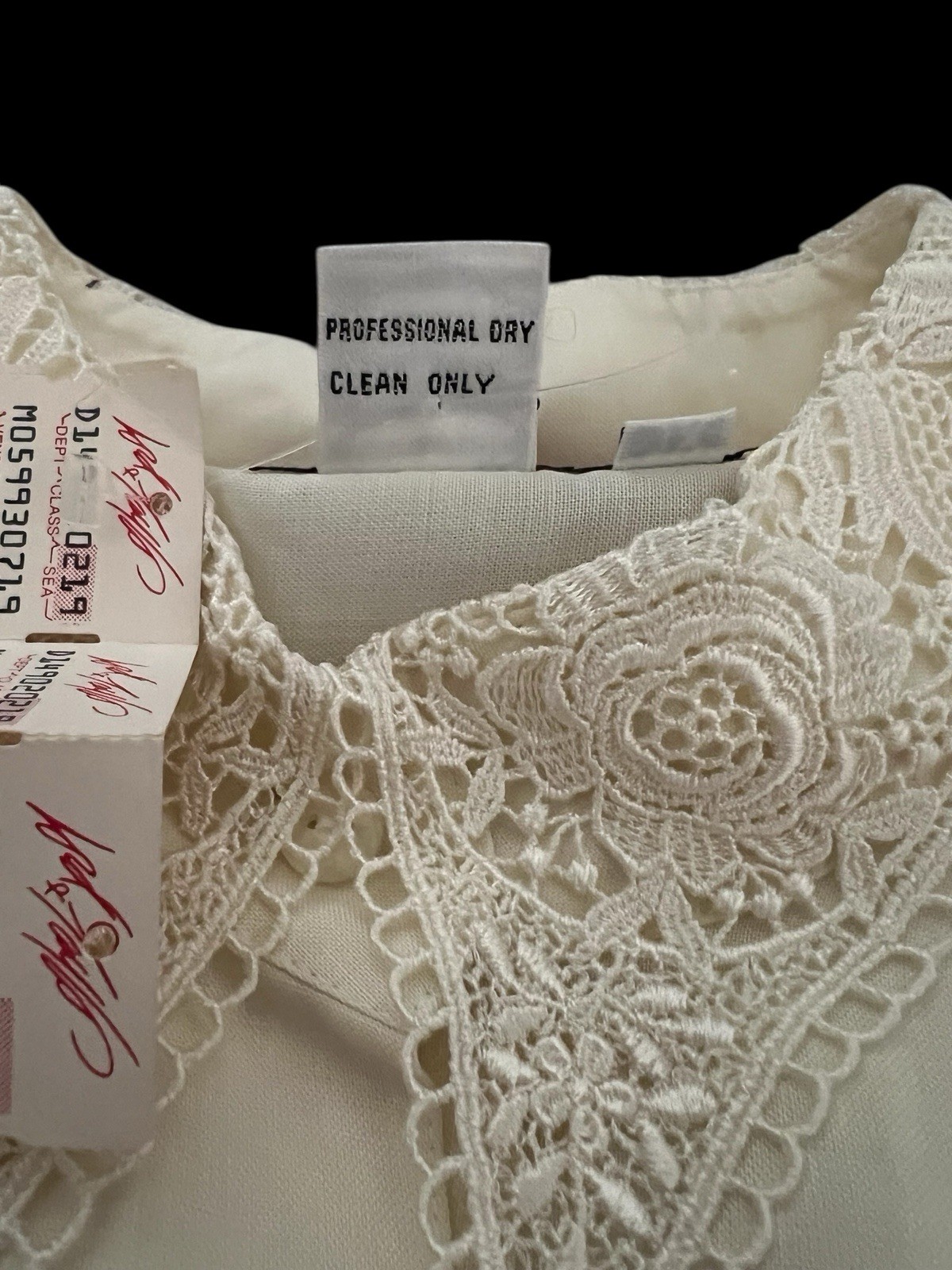 Josephine Woman 3X Long Sleeve Cream Blouse Crochet Lace Collar VTG ‘80’s NWT