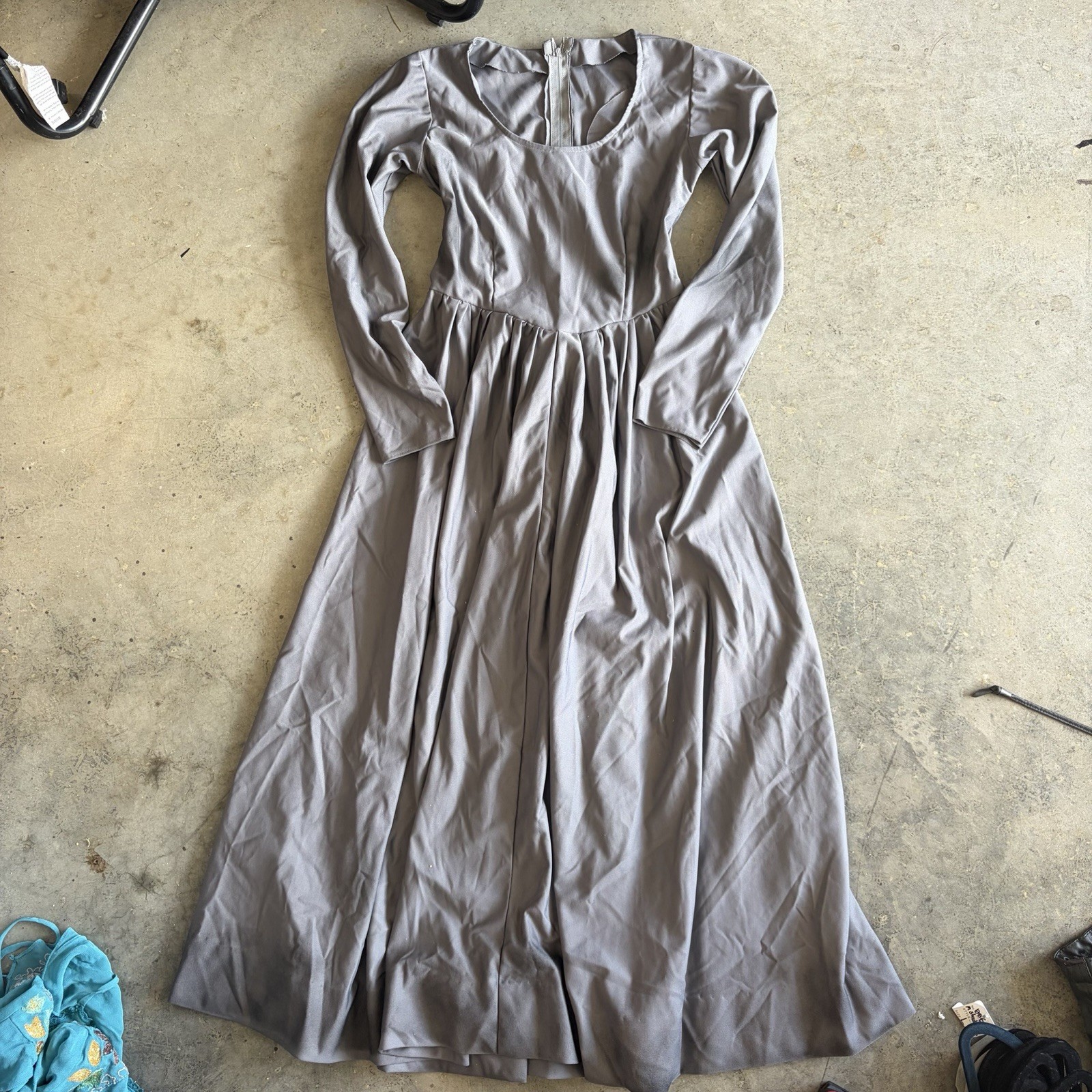 60s Vintage Grey Handmade Maxi Dress
