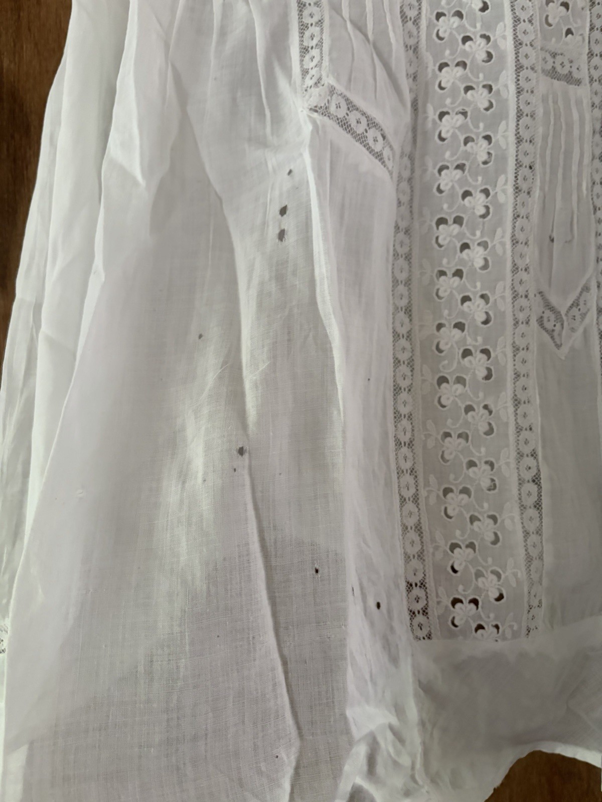 Antique Edwardian White Cotton Lace Blouse Bodice Whitework Pintuck c. 1900s
