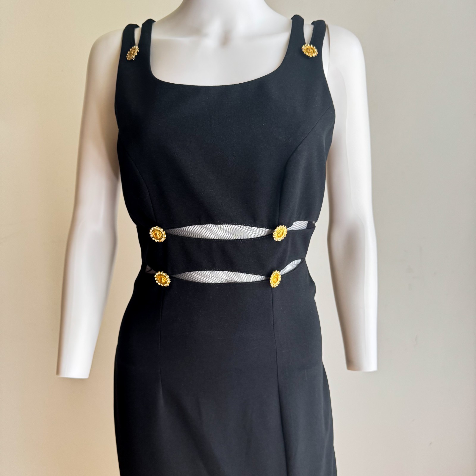 Vintage 90s Black Gold Accents 90s Designer Inspired Gown 6