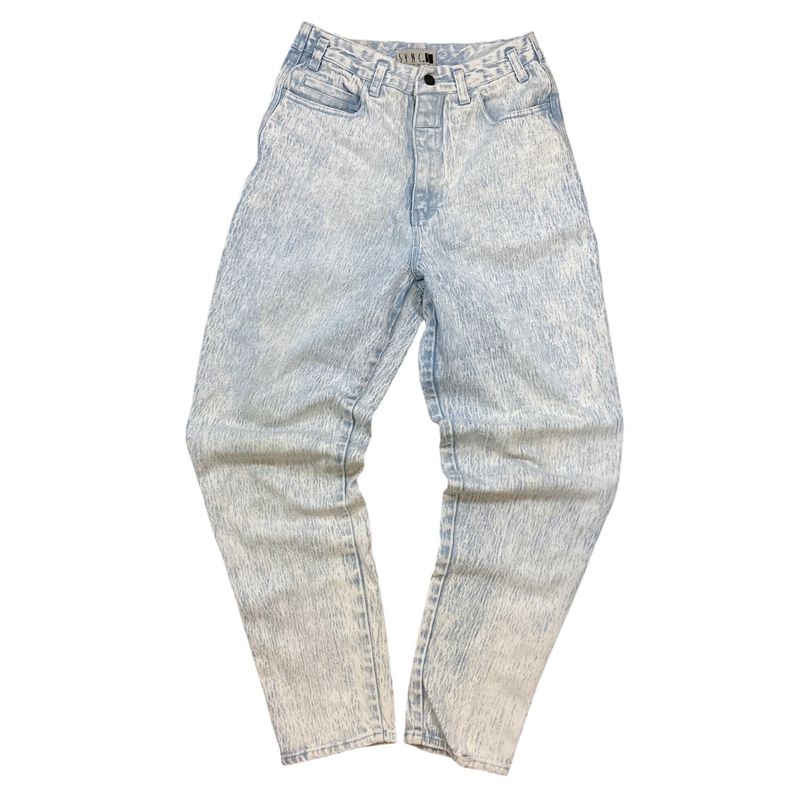 VTG 80s Sync Unionbay acid wash mom jeans light blue denim 12 retro high waist