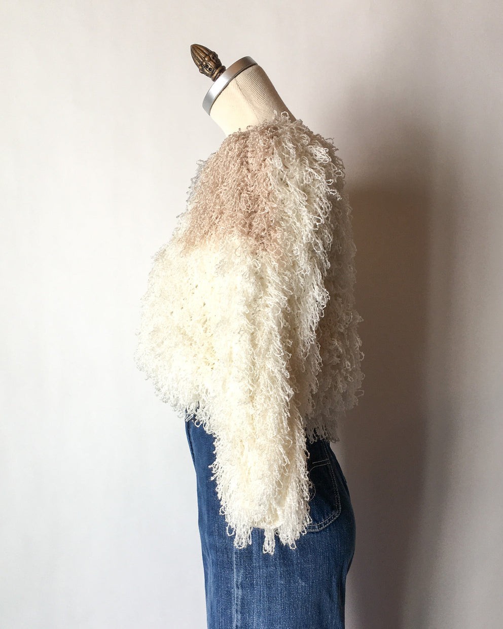 Rare Vtg 80’s Side Effects Loopy / Shaggy Crochet Hand Knit Sweater Sm/Med