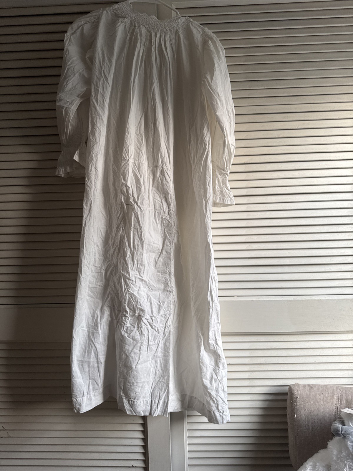 Antique French Edwardian Cotton And Eyelet Lace Sleeping Gown xs/s coquette girl
