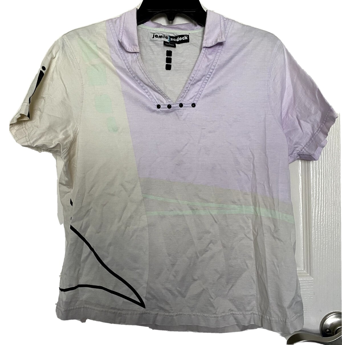 VTG 80s Light Blue Jamie Sadock Collared Shirt Golf Polo Shirt Geometric Retro