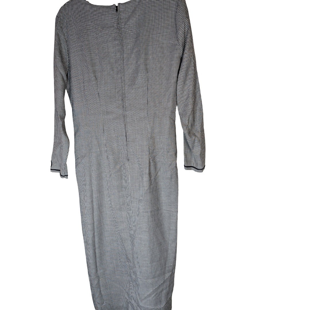 Misty Lane Dress Womens 12 Black White Houndstooth Long Sleeve Vintage