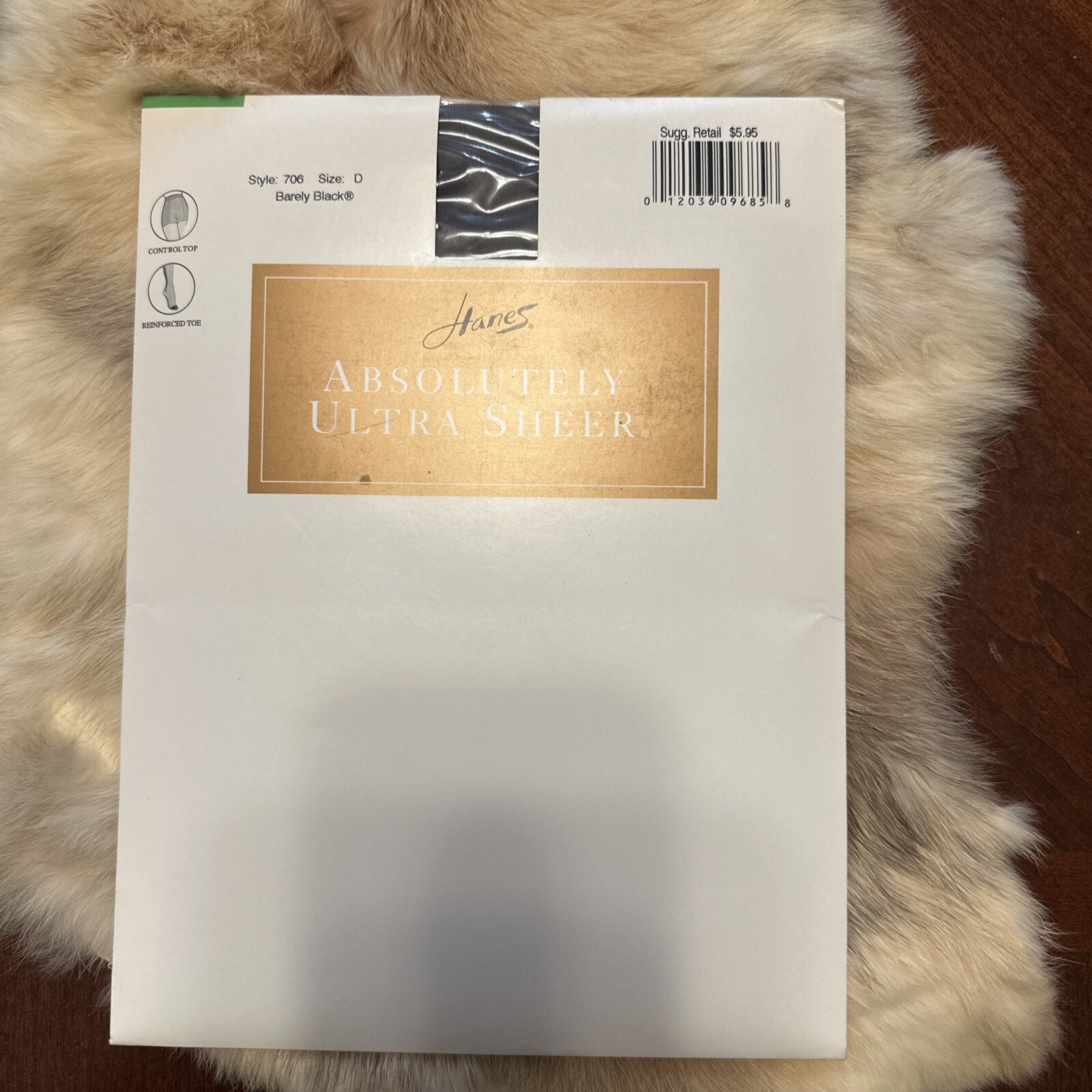 Hanes Absolutely Ultra Sheer Pantyhose 706 Size D Barely Black