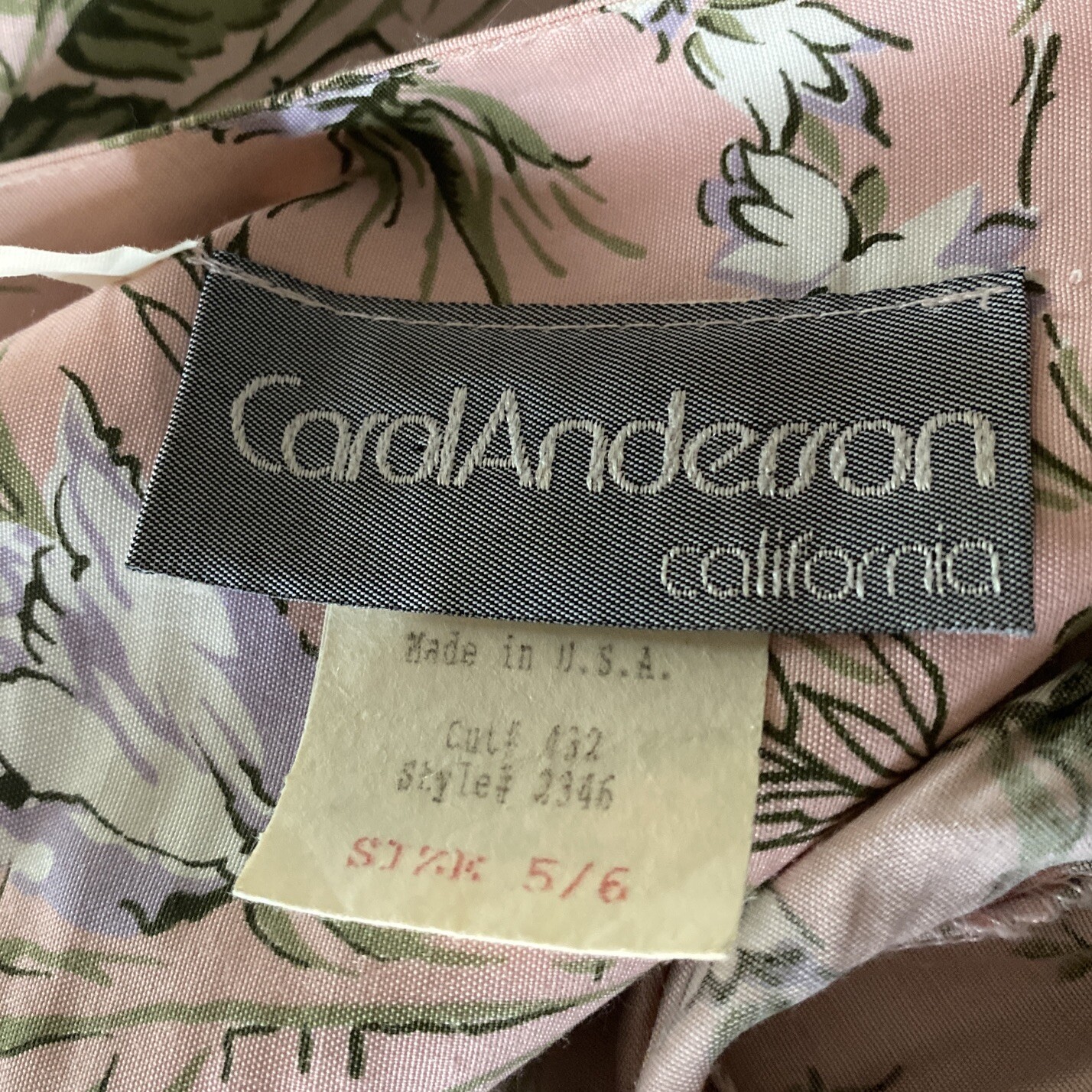 Vintage Carol Anderson Pink Floral Dress Belted 3 Button Shoulder Pads S/M USA