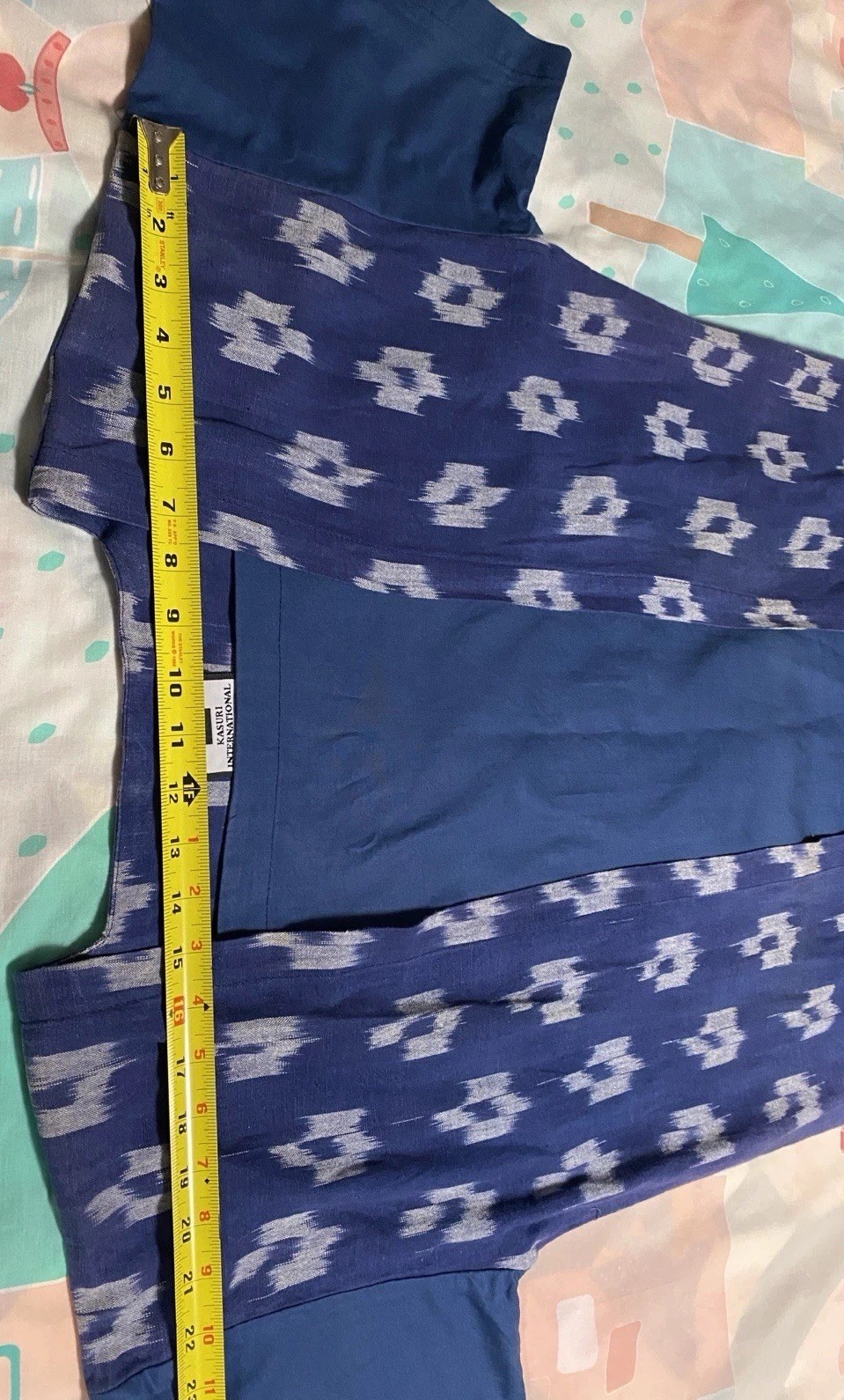 Vintage Kasuri Hawaii Japanese Kasuri Ikat Tunic Shift Dress Blue Cotton S or M