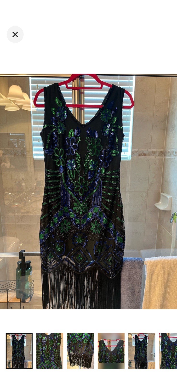 Unique Vintage Sleeveless V-neck Green Royal Blue Black Cocktail Dress Large