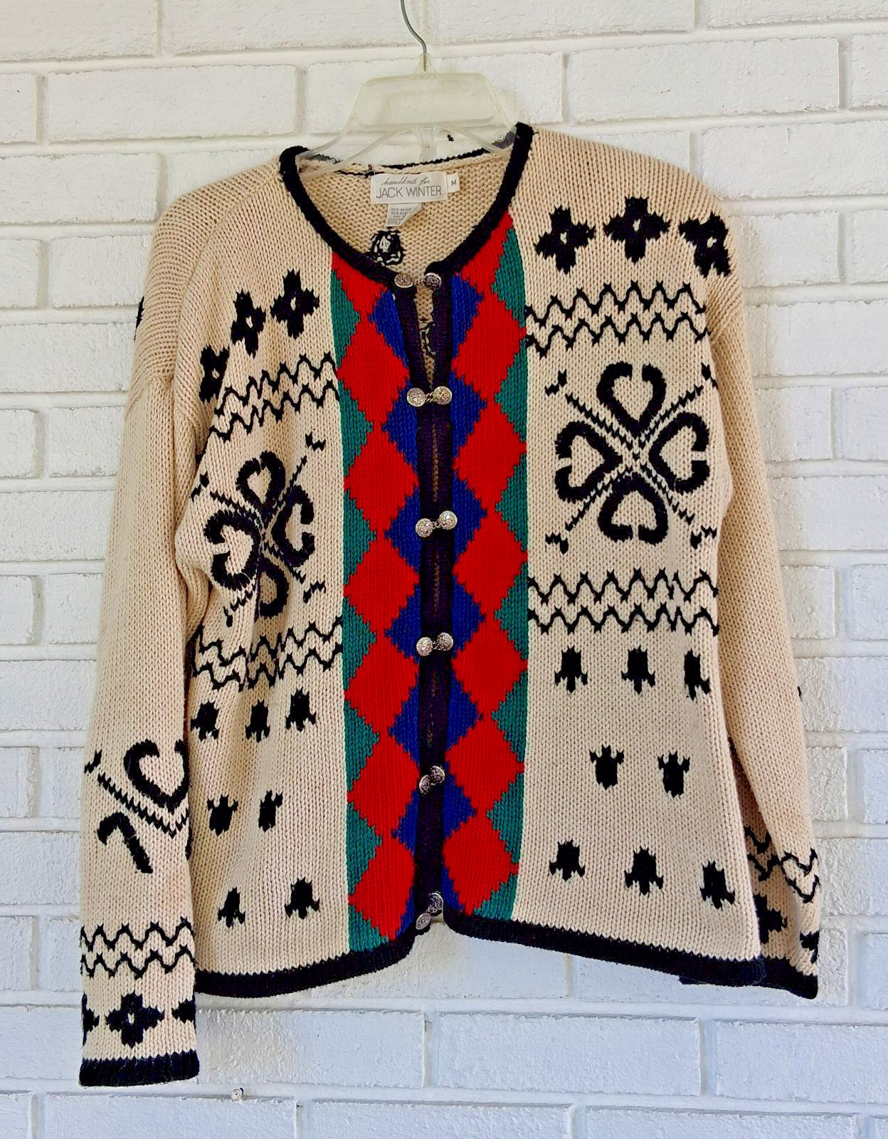 Jack Winter Handknit Cardigan Size Medium – Vintage