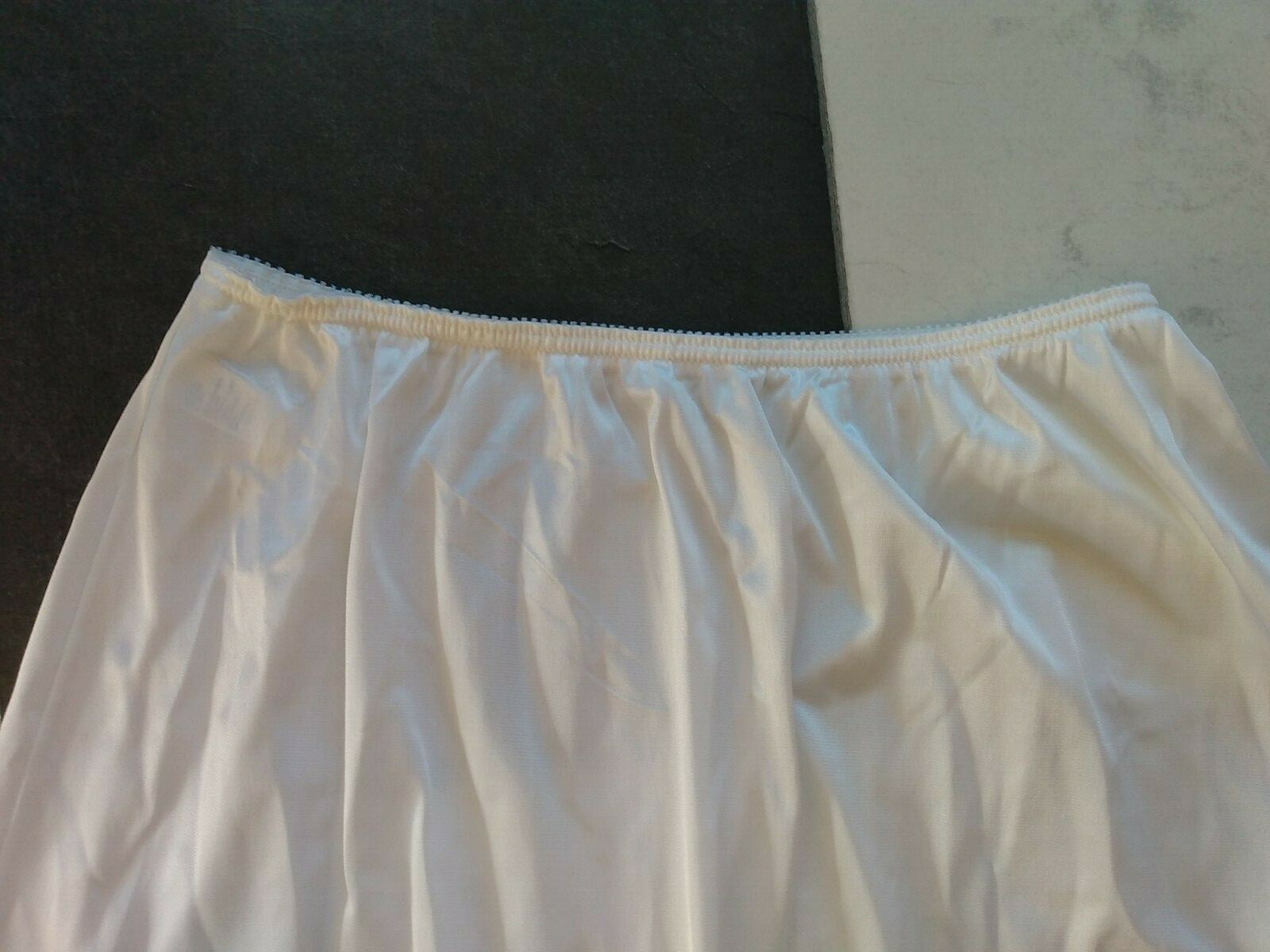 Vintage JC Penney Large White/Off White Long Half Slip Lace Trimmed Hem 3829 USA
