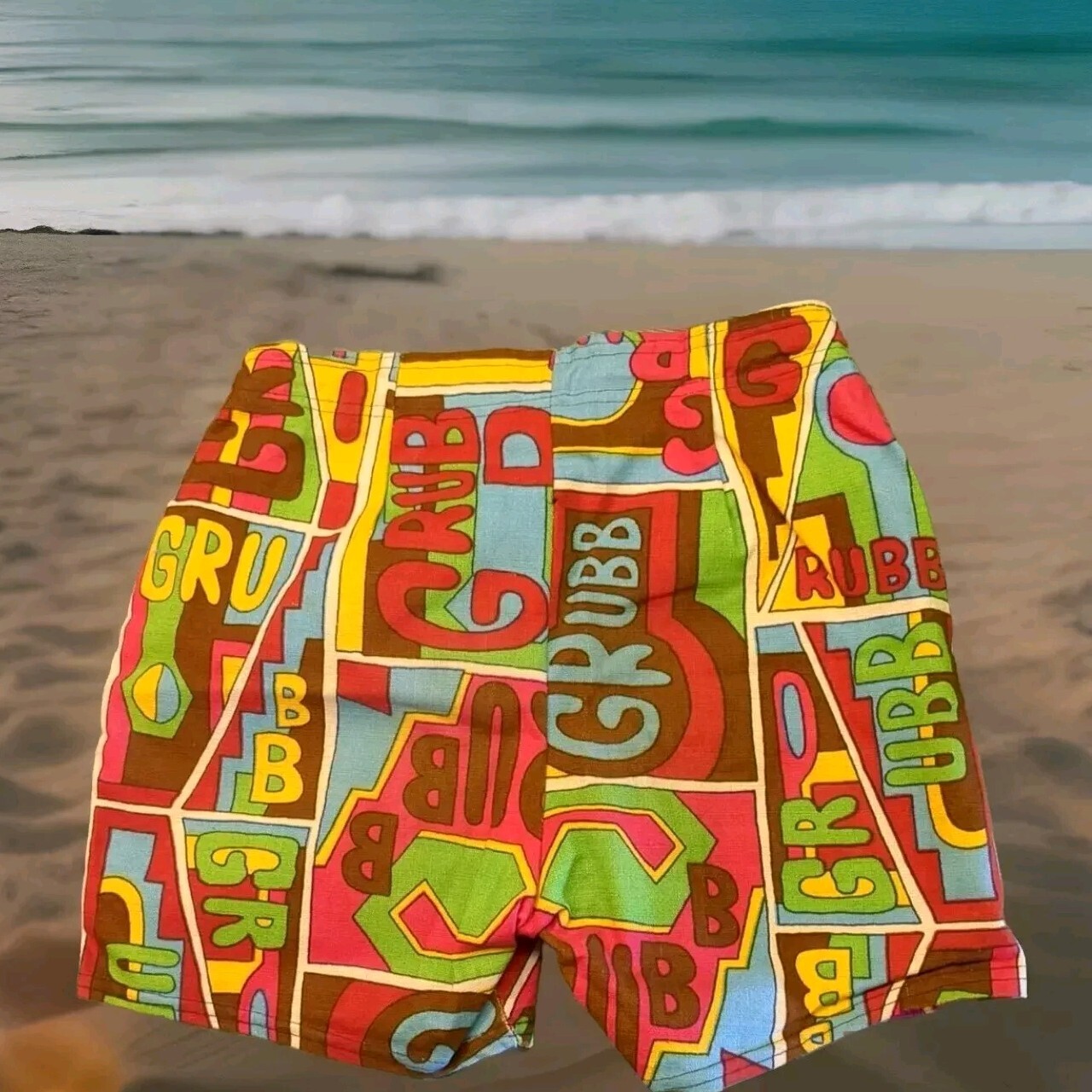 1960s Deadstock Robert Bruce Grubb Surf Shorts Pop Art Hippie Shorts Swim AAA+!