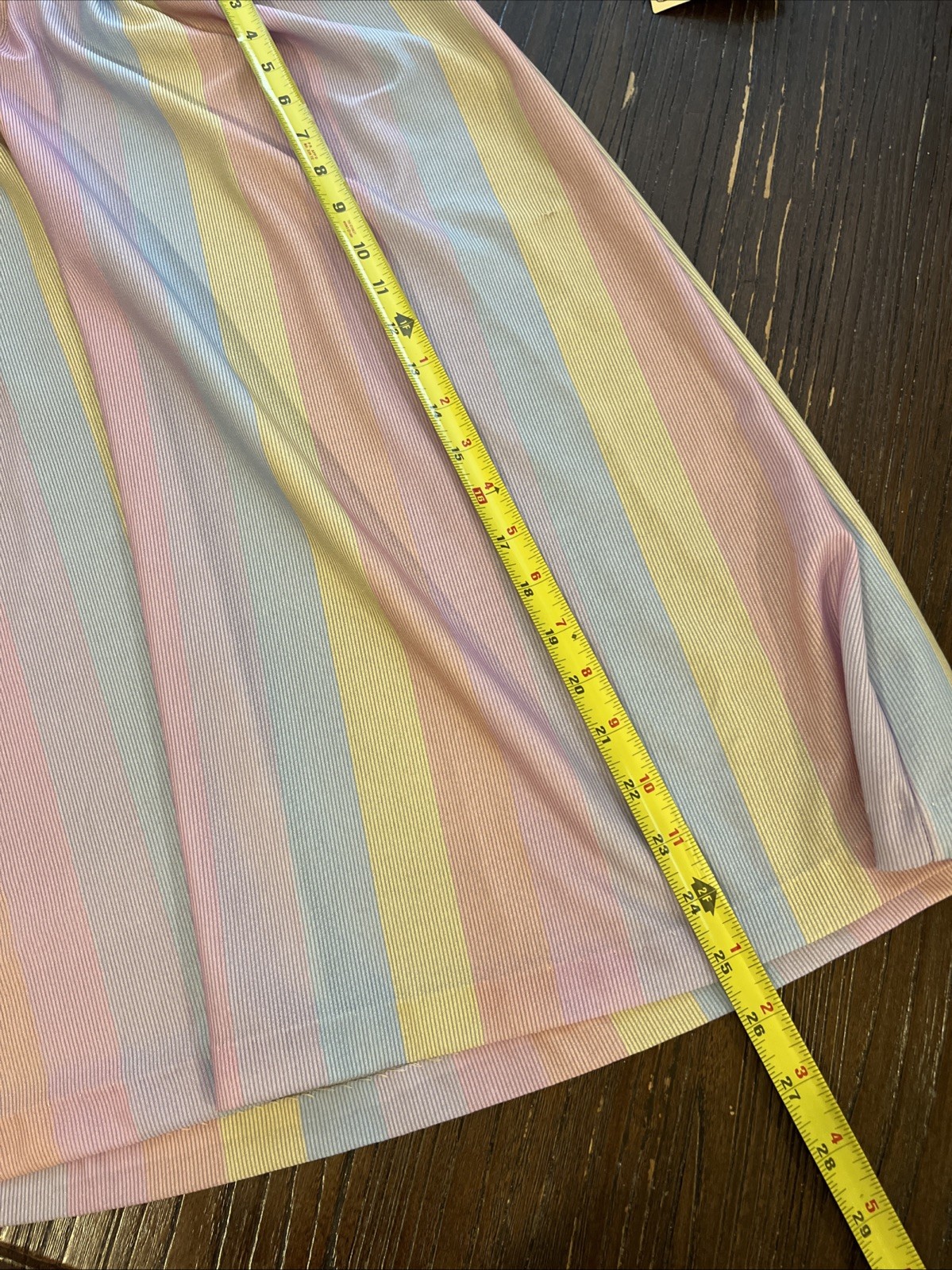 Vtg Pin Up Rockabilly Belted Pastel Stripe Dress Fit Flare Retro Med/L Swing USA