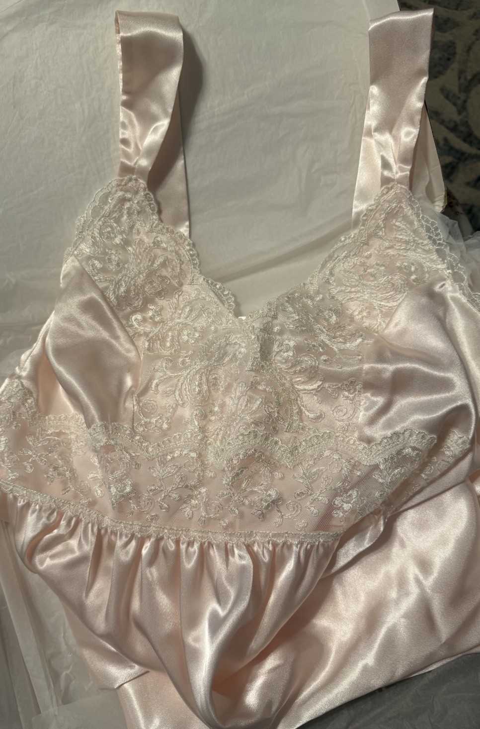 Vintage Harrods London Saxon Lingerie Blush Pink Long Nightgown NEW in Box 1997