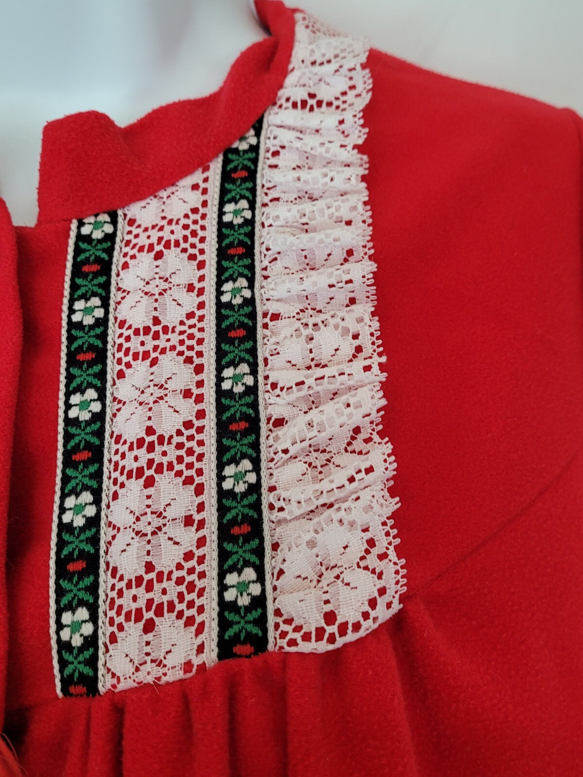 Lorraine Robe Womens S Red Vintage Flannel Maxi Lace Trim Full Button Pocket