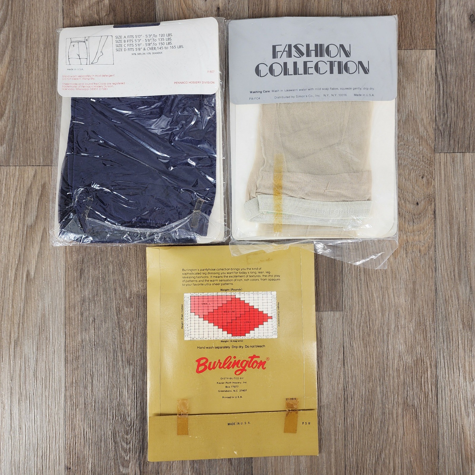 Vintage Pantyhose Lot 3 Sheermode Calvin Klein Burlington Plum Oyster White B M