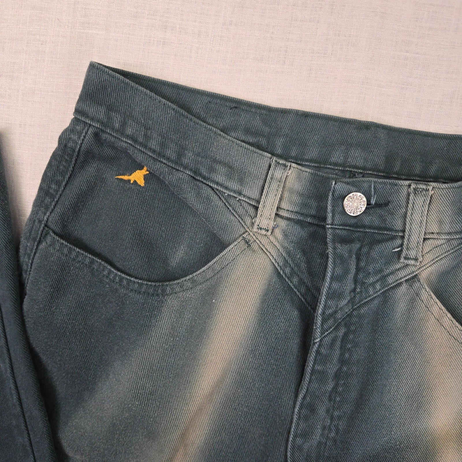 VTG Jewells Classic Jeans 13 Long 33×36″ Green Womens High Waist Western USA EUC