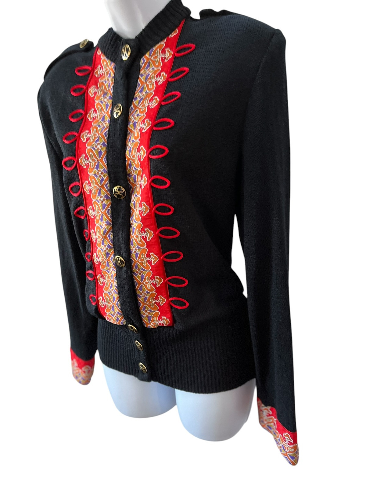 Vintage 80s Anthony Sicari Embellished Sweater 14 Made In USA St John Style