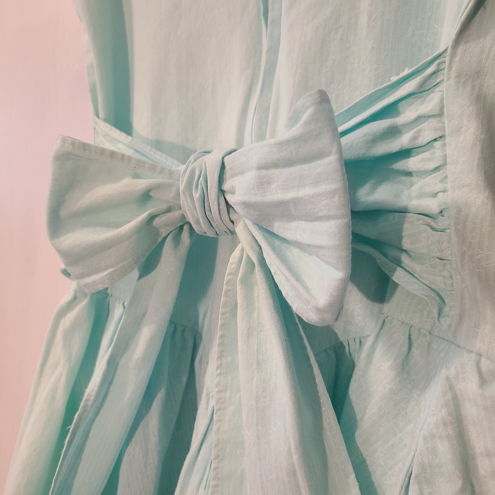 Vtg 80’s Joni Blair Dress Sz 7 Pastel Blue Green Stripes Floral Retro Sundress