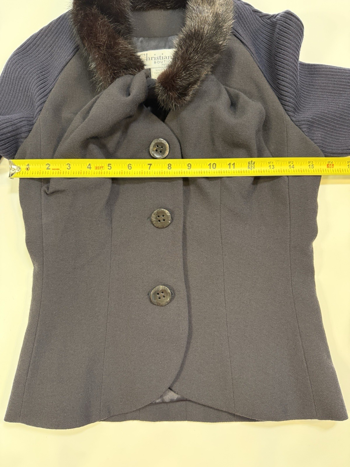 Christian Dior Boutique 1999 Mink Fur Collar Wool Silk Jacket FR36 US4 #4