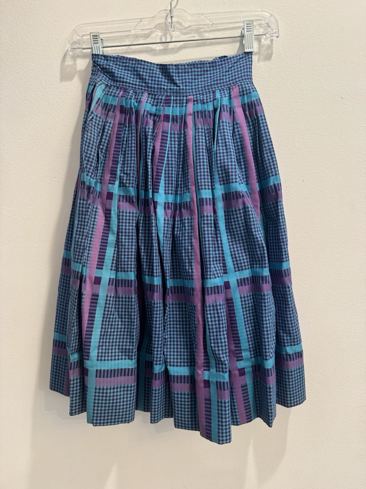 VTG Girls/Womens 1950s Purple/Teal Check Skirt Cottage Core NWT Normcore MCM