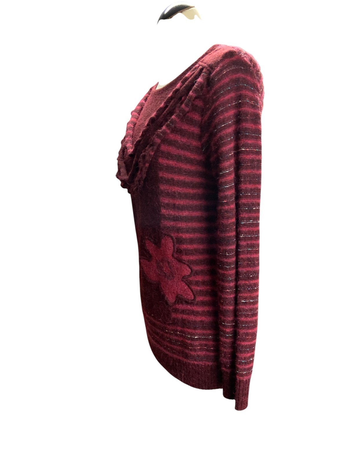Vintage Red Hand Knit Women’s Sweater | Cozy Long Sleeve Pullover | Size S/M