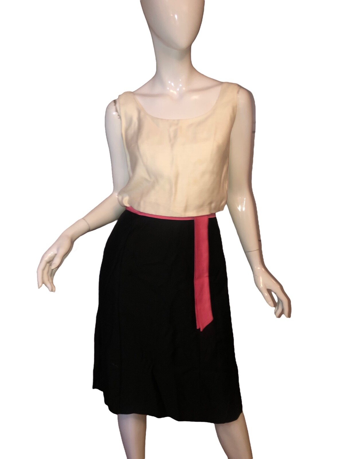 Vtg 50s 60s JANE STEVENS Dress 11 Mod COLOR Block CAREER PINUP Cocktail SHEATH