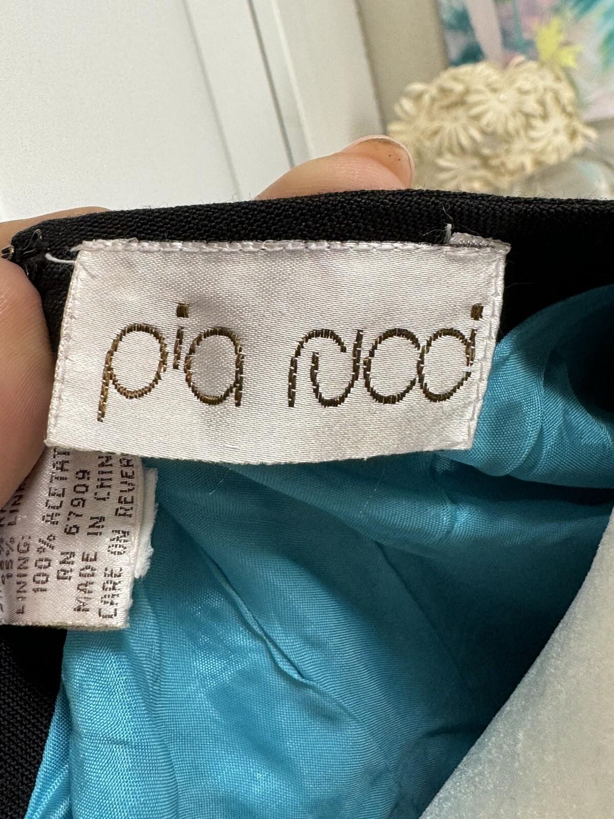 Pia Rucci 1980s Appliqué Wiggle Dress One Piece Illusion Teal Black Size Medium