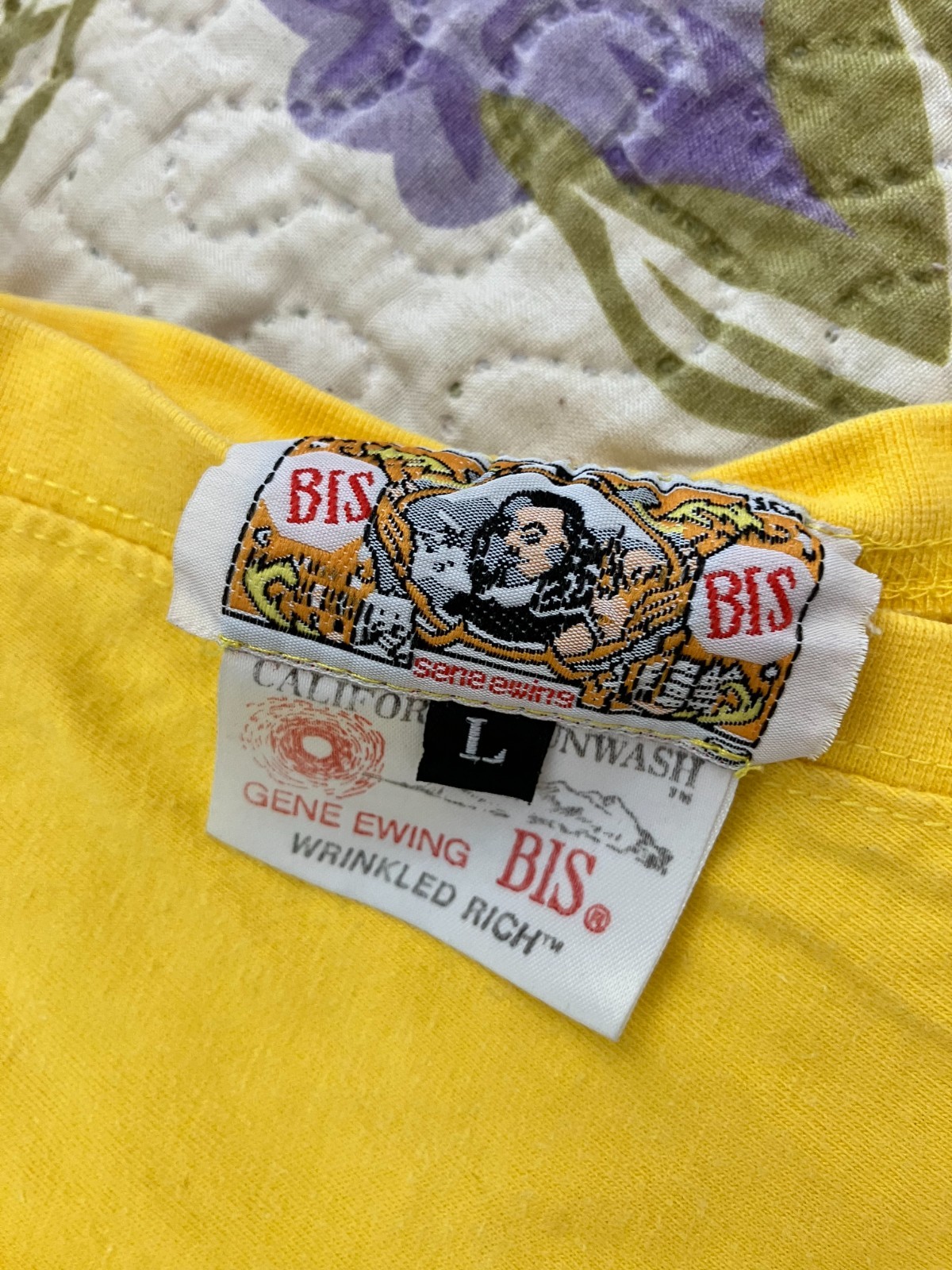 Vintage 90s Bis by Gene Ewing California Wash Yellow V-Neck Tank Top L