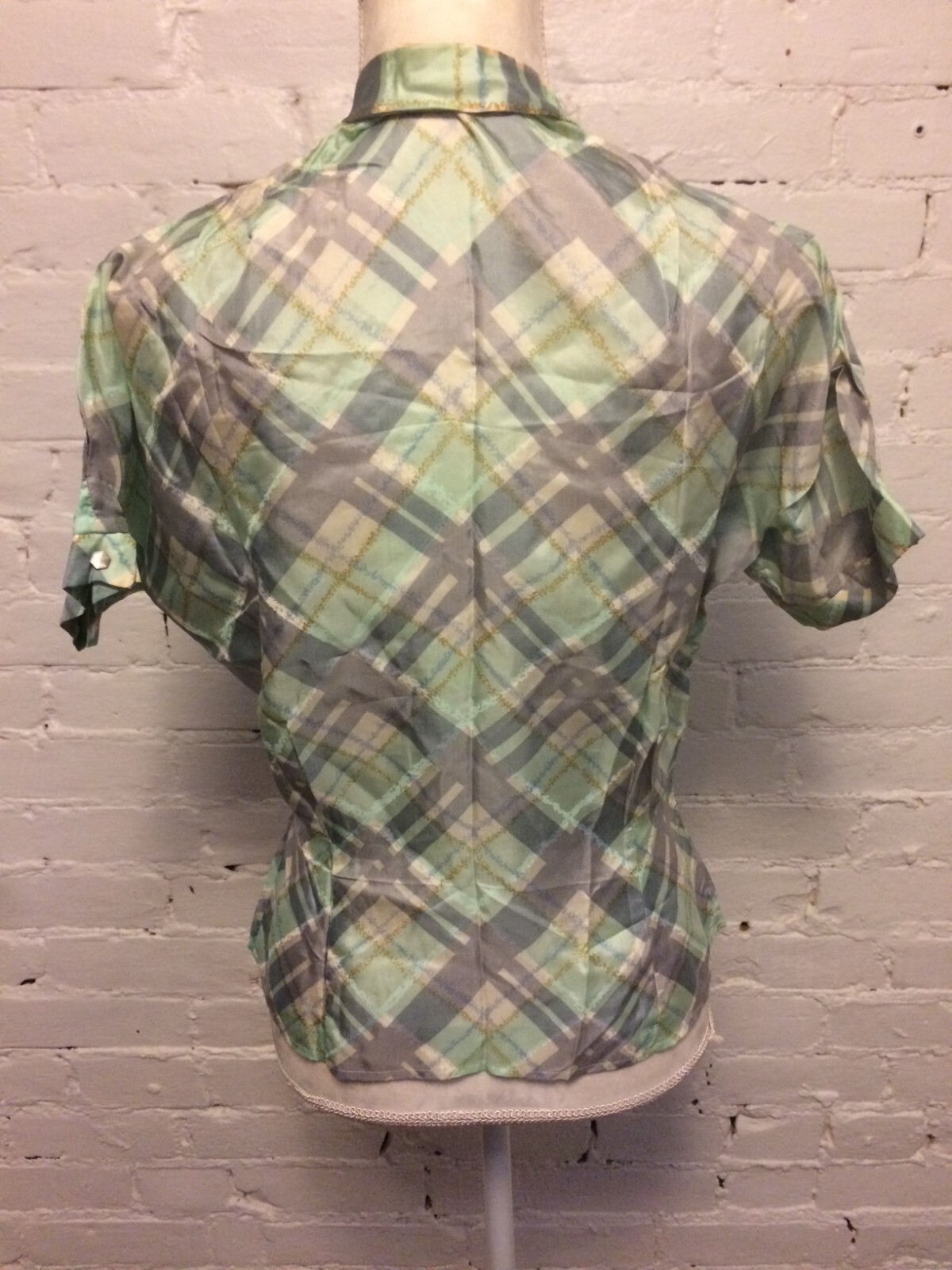 Vintage 60s Morelove The Couturier silk fitted bow neck blouse small secretary
