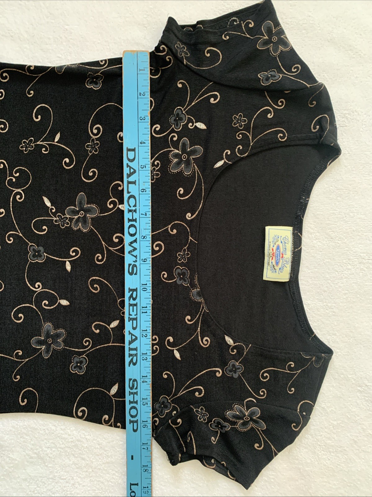 Vintage Dress Black Chorus Blues USA Size Medium Above Knee Length Short Sleeve