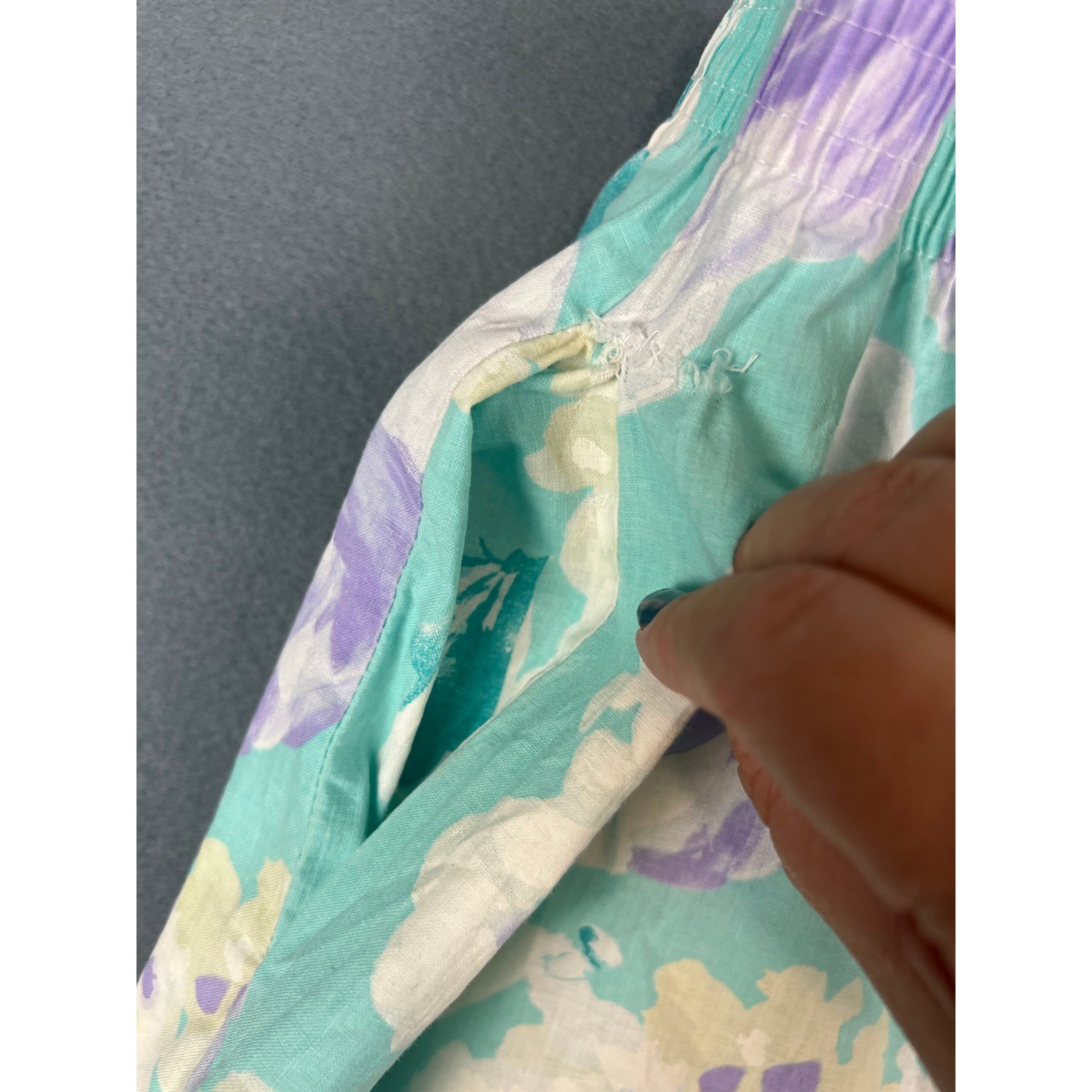 Vintage 80s Hunter Sportswear Floral High Waisted Shorts, Small 6, Teal Purple