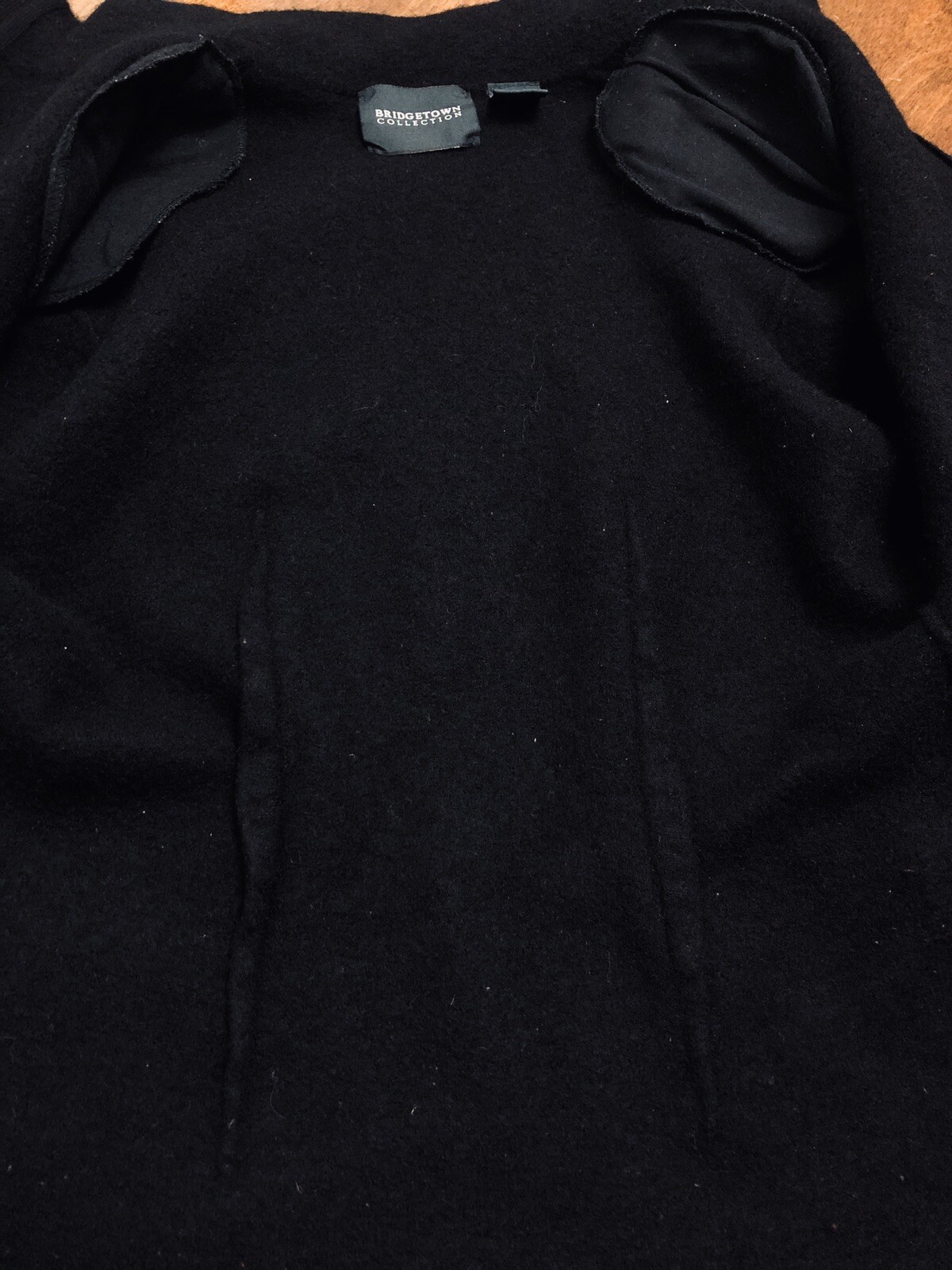 Bridgetown Collection Women’s Full Zip 100% Black Wool Cardigan Sweater Size M