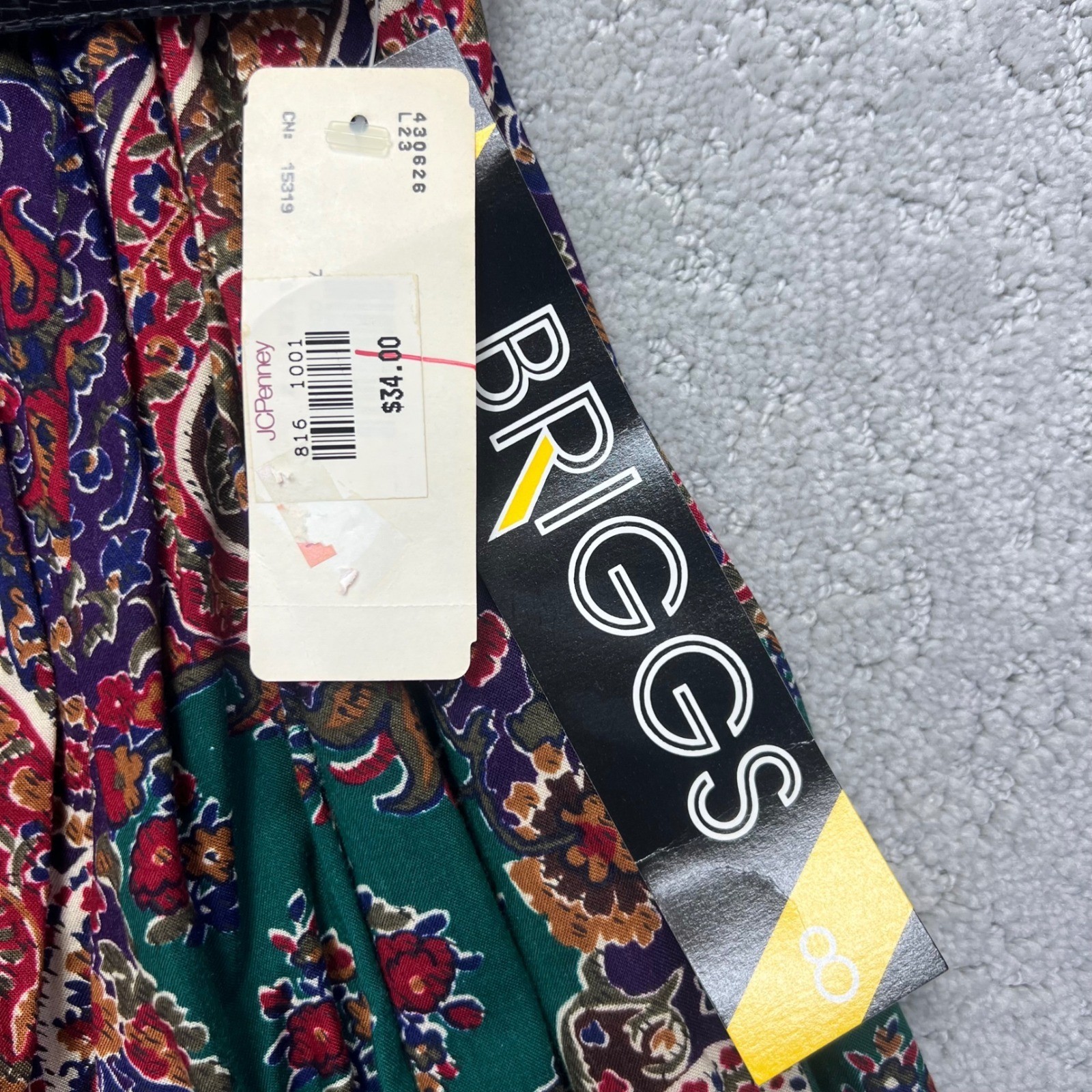 VINTAGE Briggs New York Skirt Size 8 Paisley Maxi Belted Pleated Rayon NWT