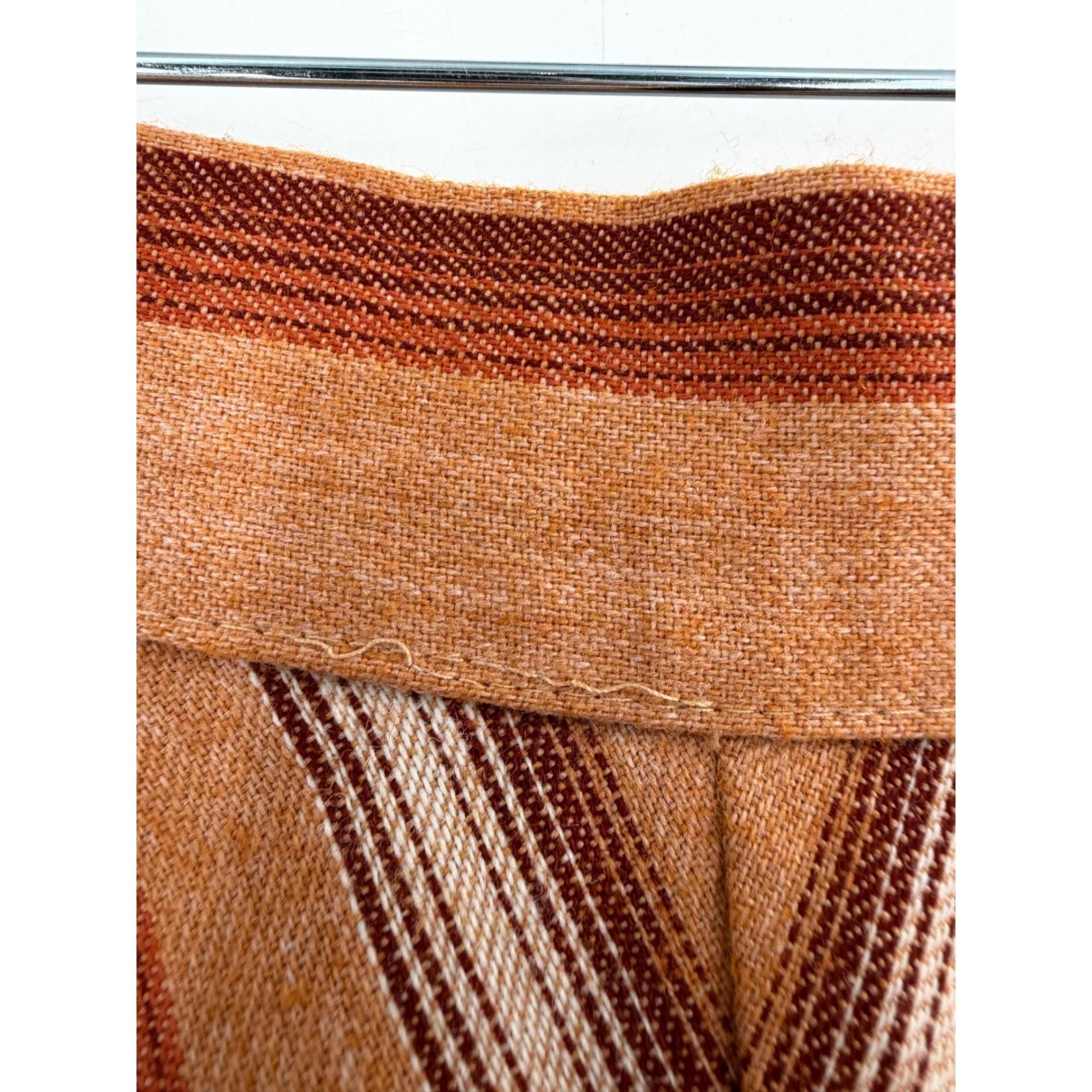 Vintage Chevron Stripe Skirt Women Size 5-6 Orange Earth Tone Boho Prairie 70s