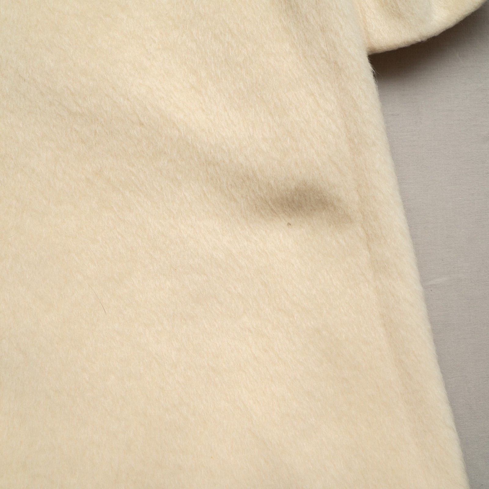 Vintage 50s Womens Pea Coat Rabbit Fur Collar Mohair Jacket Button Up Mod