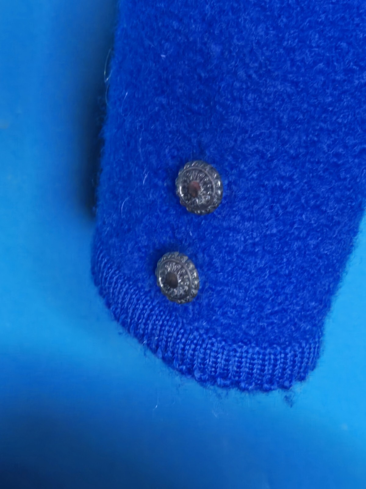 Vintage 70s 80s Gorgeous Carroll Reed Blue Boiled Wool Cardigan Size 8 Hong Kong