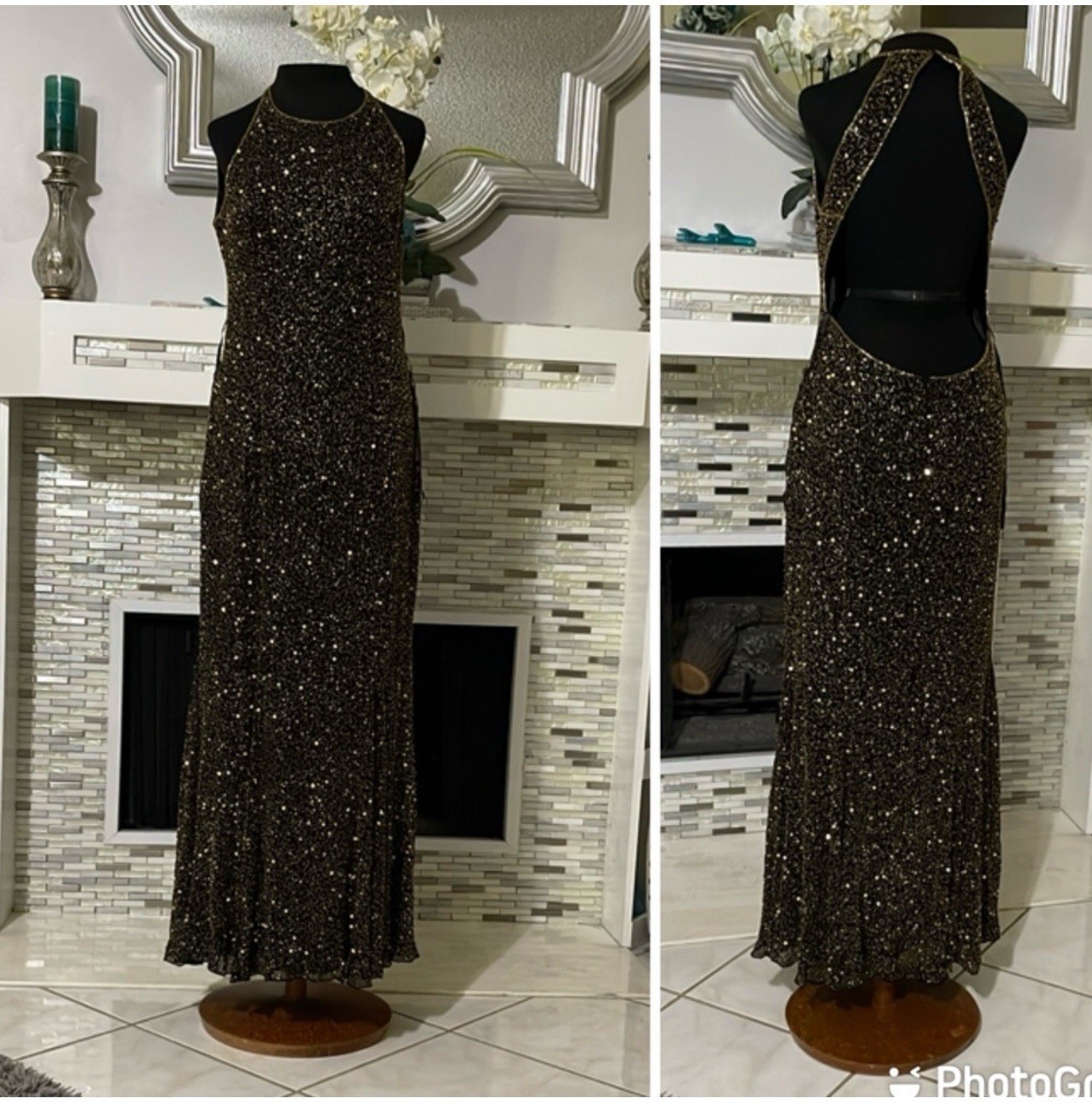 Vintage Scala Beaded 100% Silk Mobwife Dress Size xL