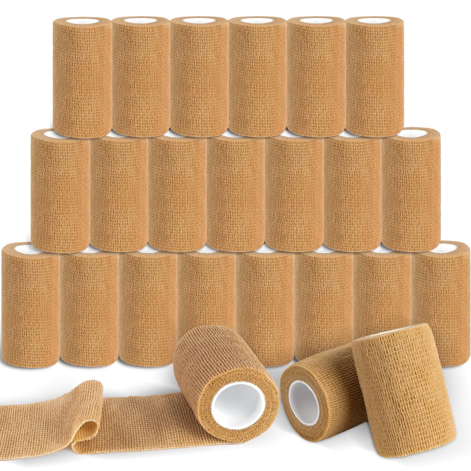 54-Pack 4″x5yd Self-Adhesive Cohesive Bandage Wrap – Bulk Skin Color Vet Tape
