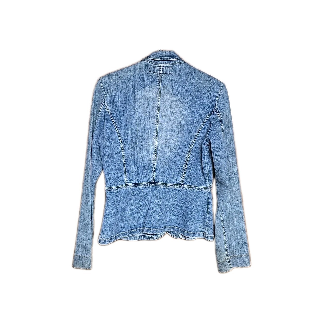 Lazer Jean Jacke 3 Button Front Size S- 24 in chest, Distressed Crop Top Blazer