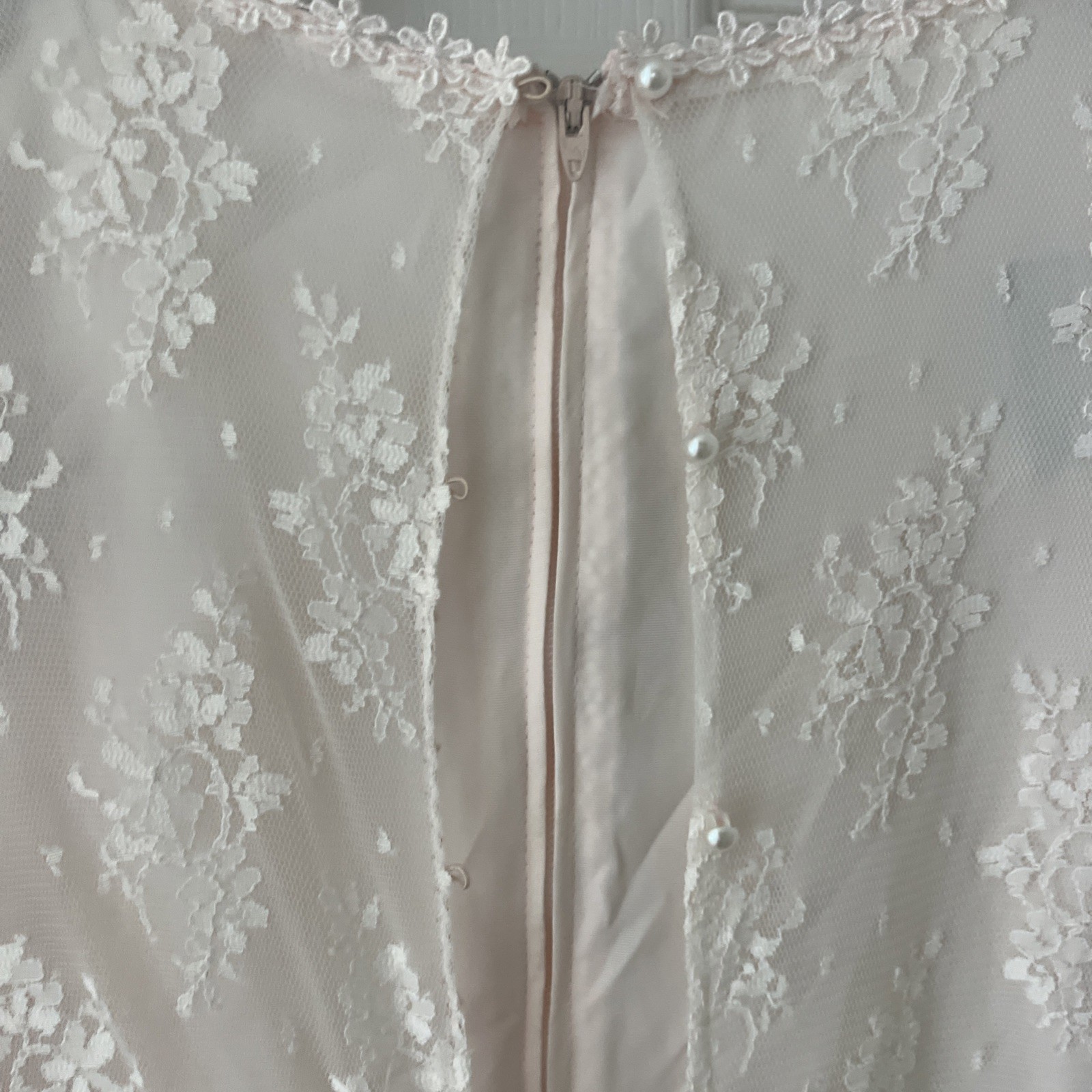 Vtg Womens Barbara Chodos Dress Blush Pink Lace Drop Waist Downton Abbey Tea