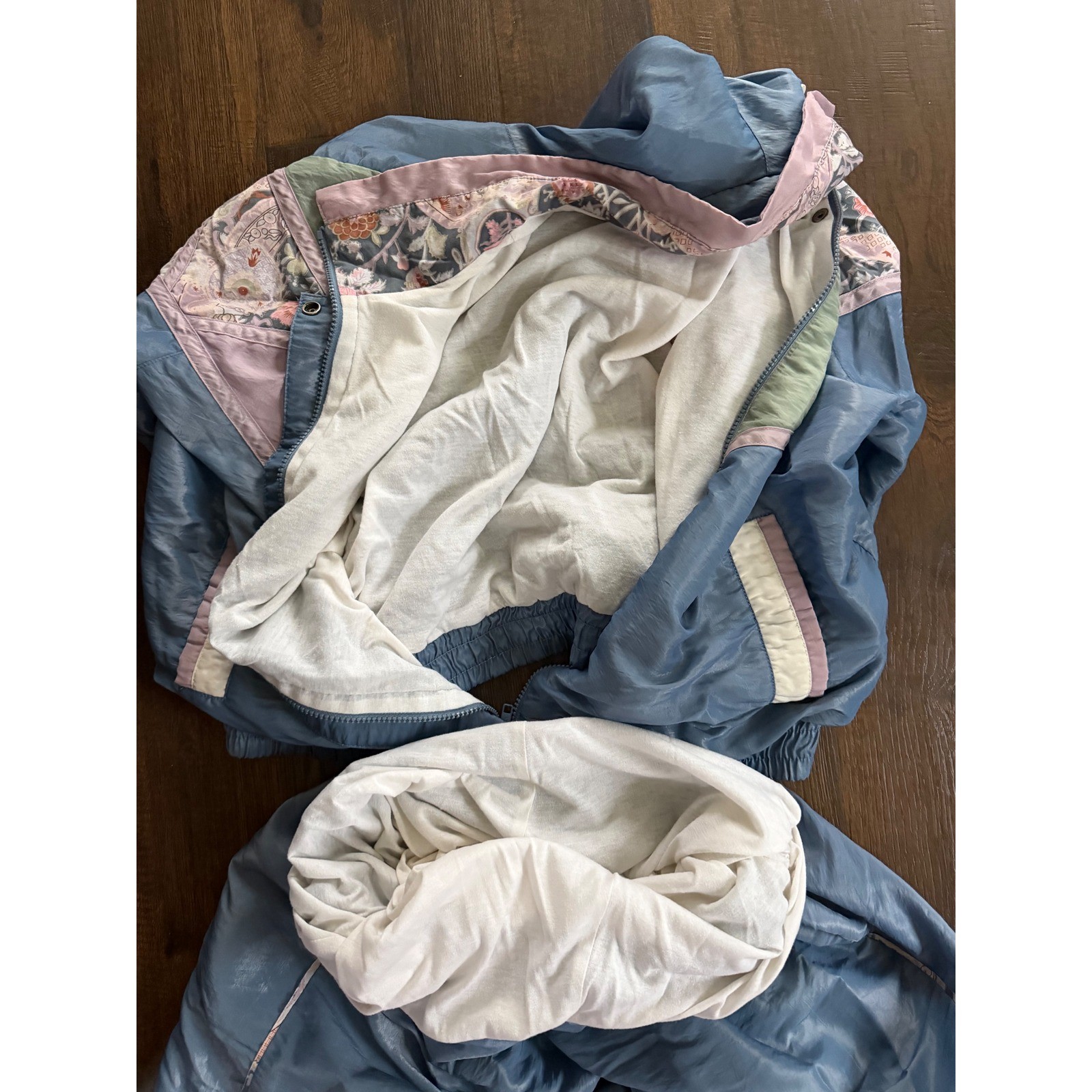 Vintage 1980’s 90’s Tracksuit M Blue Pastel Floral Patchwork Grandma Core Granny