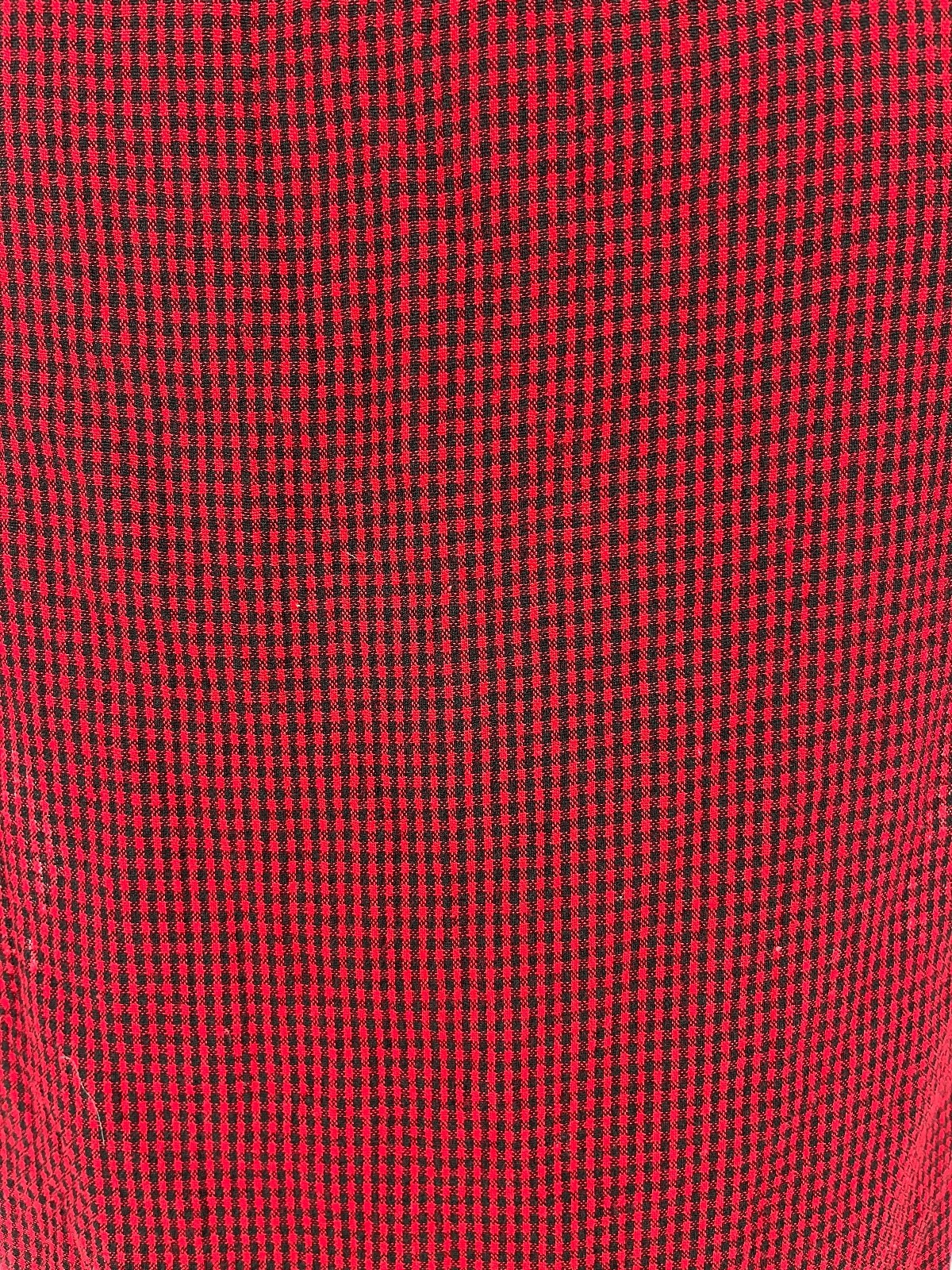 Vtg 90s FADS Red Black Gingham Grunge Dress M Button Front Cottagecore Teacher